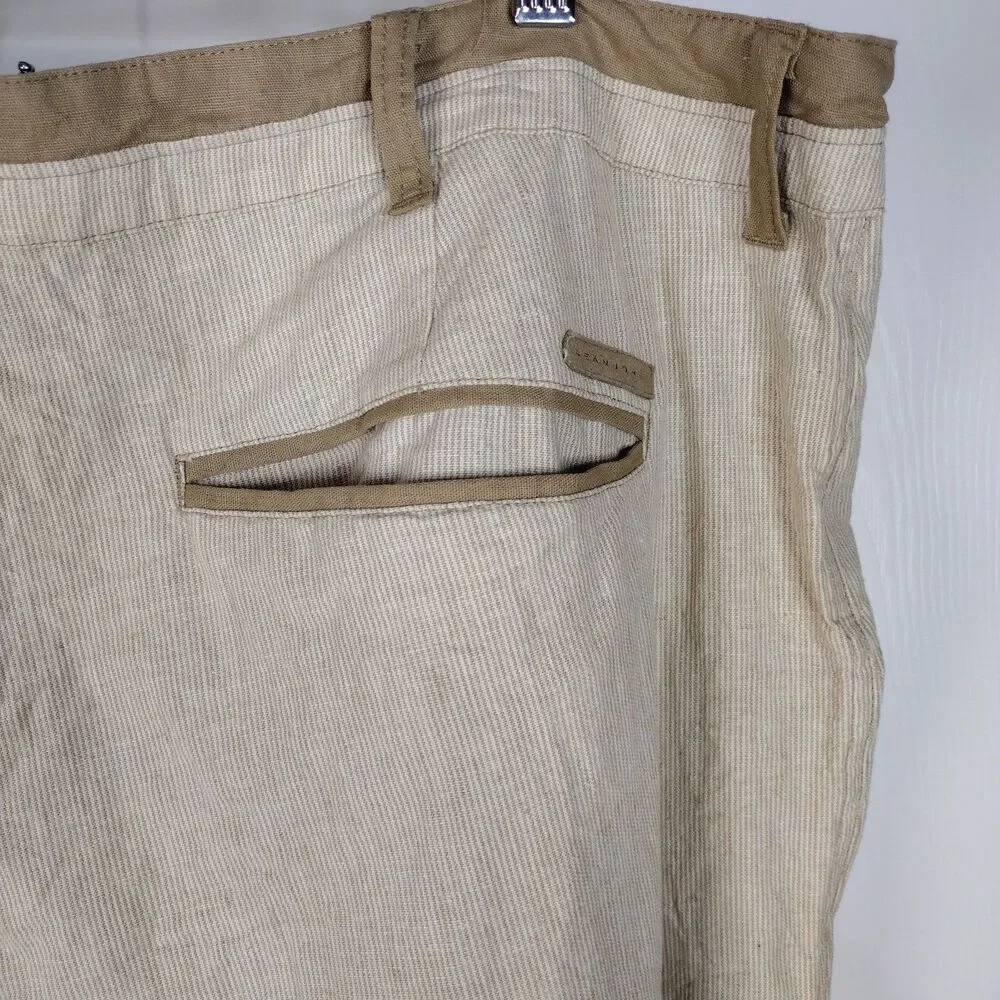 Sean John Stripped Linen Blend Straight Leg Jogger Pants Mens Size 40 Tan Beige